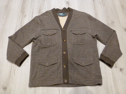 Maglione Cardigan Vintage Polo Ralph Lauren Uomo L Marrone Utility Safari Cargo