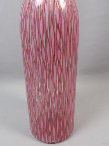 Vintage MCM Fratelli Toso Murano Pink Stripe Glass Decanter Genie Bottle Ermanno - Picture 7 of 12