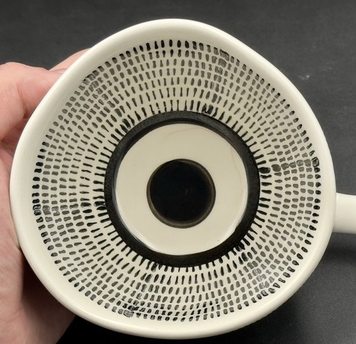 The Old Pottery Company Wonky Mug Black Lined White Mug Quirky Piece Novelty A2 - Picture 16 of 18