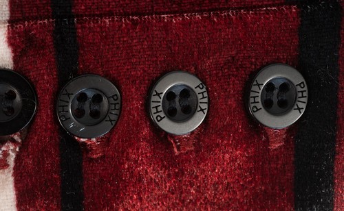 Men’s PHIX Velvet Stripe Grandad Collar Button-up Shirt Burgundy /Black Medium M - Picture 10 of 12