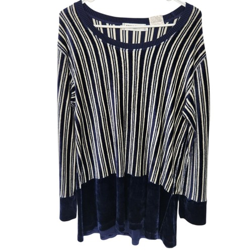 Sonia Rykiel Velvet Striped Relaxed Pullover Nautical Retro