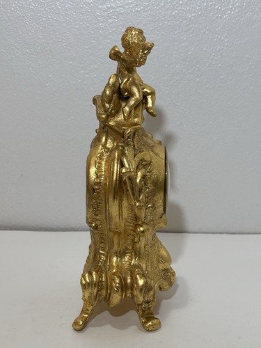 Antique JENNINGS BROS Gilt Metal Mercedes Clock Works Collectible Home Decor - Picture 4 of 11