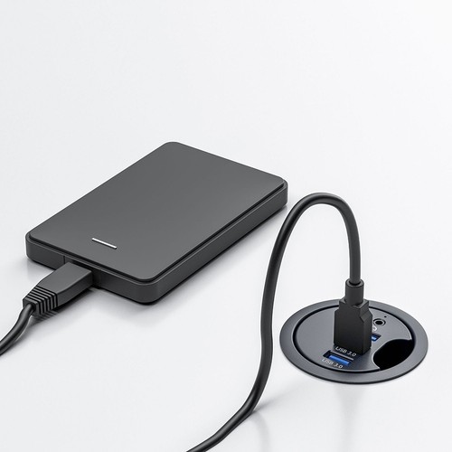 Datenübertragungskabel Schreibtisch Tülle Hub 2 Ports USB 3.0 Unterputz Design - Picture 11 of 11