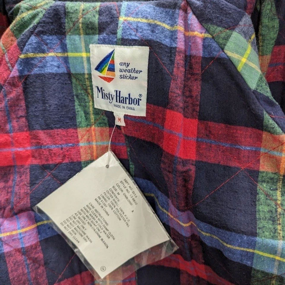 Vintage NWT Misty Harbor Women's Size Medium Red Long Trench Raincoat Coat PVC - Image 4 of 4