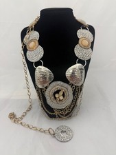 Chico  s Silver/Gold Tone Hammered Metal Chain Adjustable Women  s Belt