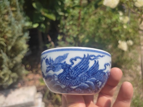 chinese porcelain blue and white tea cup, ming style - Bild 4 von 13
