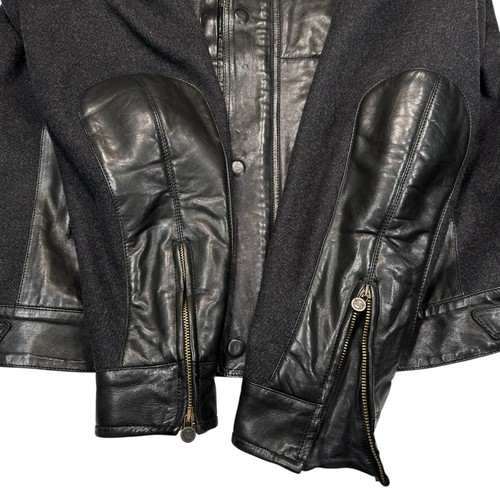 Matchless Brooklands Blouson Leather Wool Jacket Black Grey Italy Tag 3XL Fit XL - Picture 18 of 24