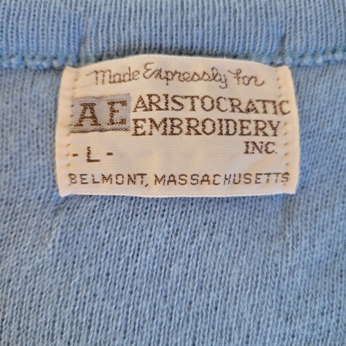 Vintage aristokratische Stickerei St. Pauli Mädchen blau Strick Golf Pullover V-Ausschnitt Large - Bild 3 von 7