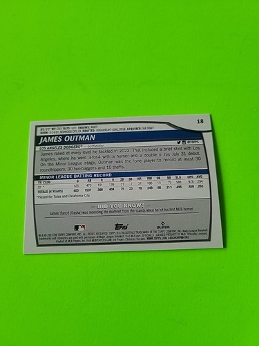 2023 Topps Big League - James Outman #18 Electric Orange (RC) - Picture 6 of 6