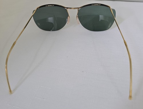 Vintage 1940s Sol Amor French Women Rimless Sunglasses Gold Plated,Green Lenses - Picture 6 of 17