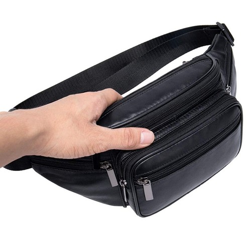 Leather Fanny Pack Waist Bag for Men Women Travel Hiking Running Hip Bum Belt... - Picture 5 of 9