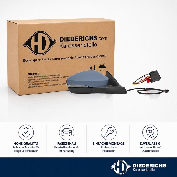 Aussenspiegel Rechts Diederichs 2240824 FÜR VW Seitenspiegel RÜCkspiegel Aussen-image
