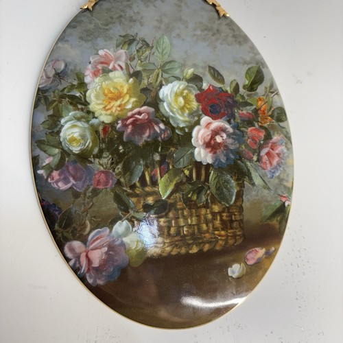 10" Antique Limoges Plaque Roses floral oval shape limoges france gold trim mark - Bild 7 von 15