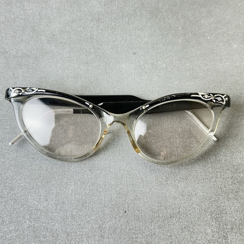 Anteojos de gato de colección de los años 50 *solo marcos* Liberty (?) Estrás de metal plástico - Imagen 10 de 11