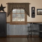 Primitive Swag Pair Black Rod Pocket Star Kitchen Window Curtains VHC Brands