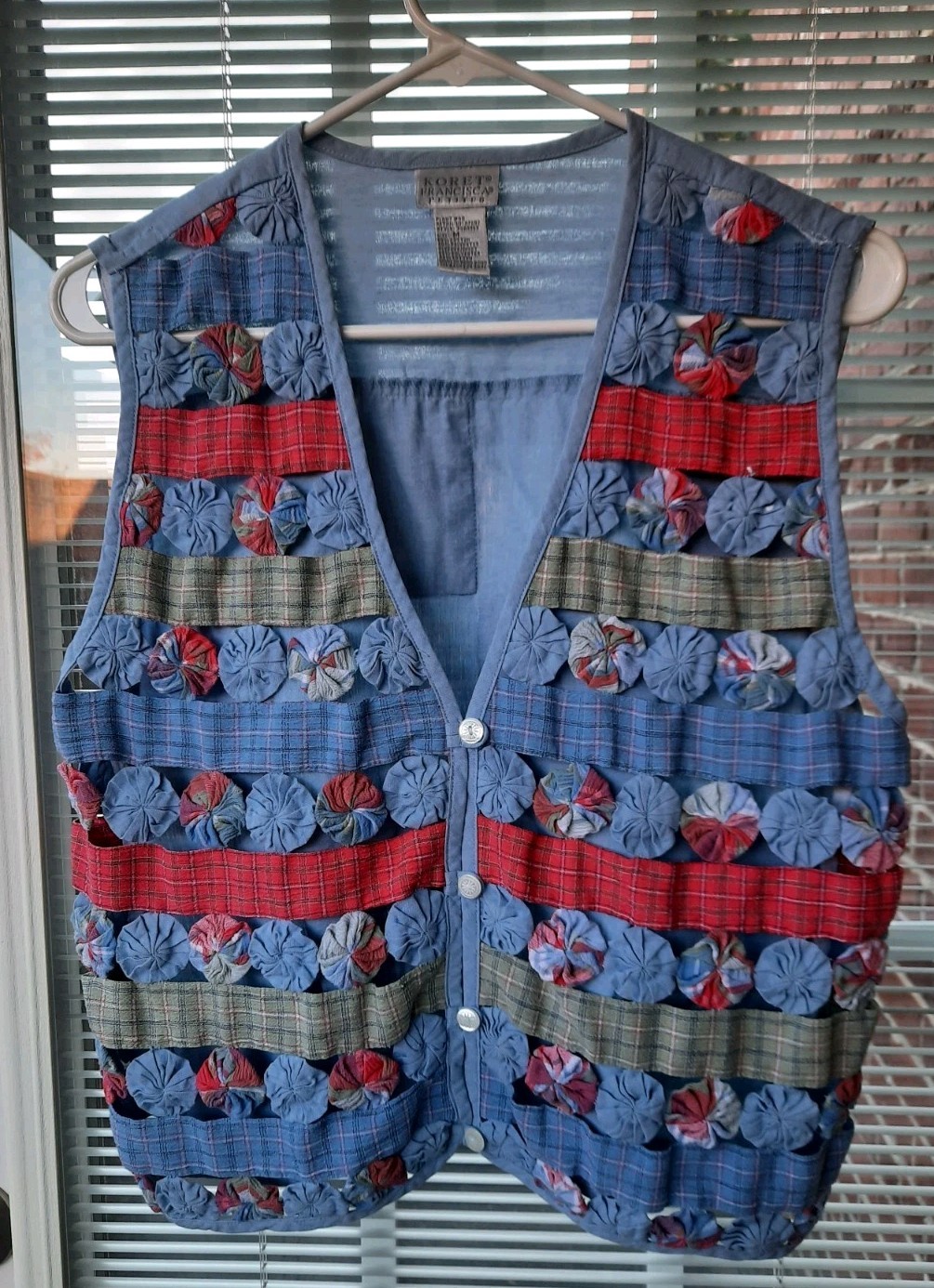 Quilted Patchwork Yo-Yo Vest Folk Cottagecore Gra… - image 4