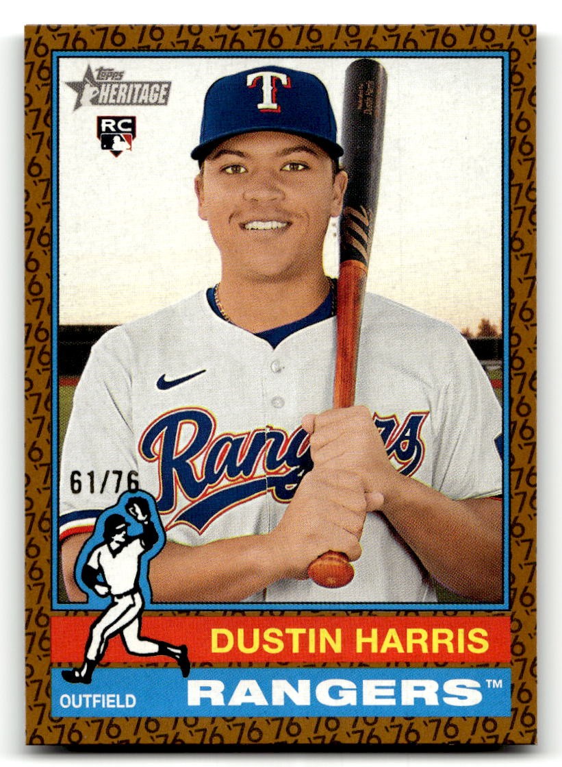 2025 Topps Heritage Dustin Harris #114 Color of the Year /76 RC,SN Taxas Rangers
