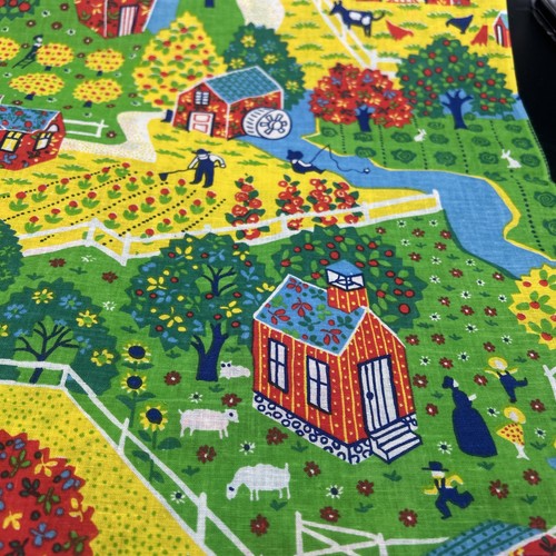 Vintage Stoff Americana Farm Scheune Kirche Land Landschaft Baumwolle 6 Yards x 36" breit - Bild 5 von 10