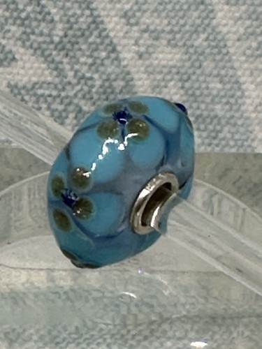 Original Trollbeads OOAK große türkisfarbene Blumen auf klarem CC, neu (54,0) - Bild 4 von 9