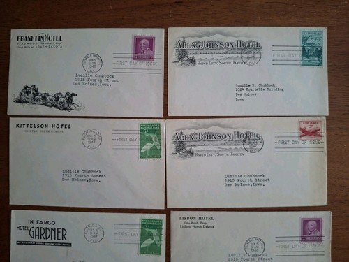 9 Hotel Illustrated Advertising FDCs All from North Dakota & South Dakota 7 - Picture 2 of 5