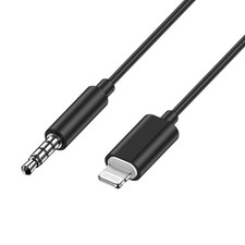 Lightning to 3.5 mm Plug Stereo Aux Cable, 3 ft Audio Cord, Mfi Certified,Black