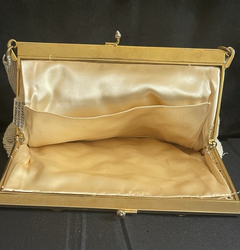 Vintage Made in Belgium For Rosenfeld White Beaded Cameo Evening Prom Purse - Picture 3 of 15