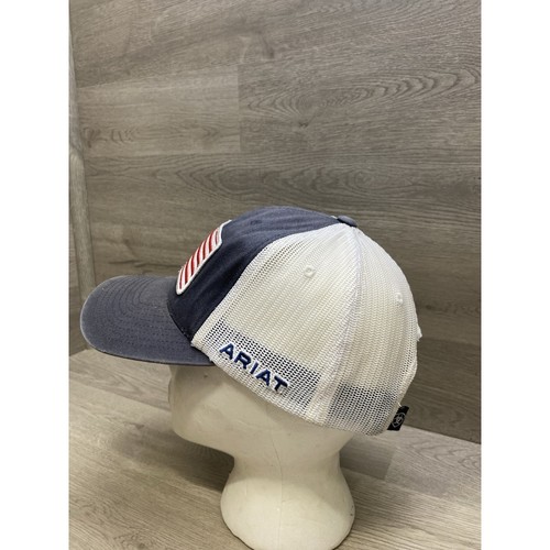 Ariat Hat USA Flag Logo Patch Shield Trucker Mess Adjustable Snap Back - Picture 3 of 9