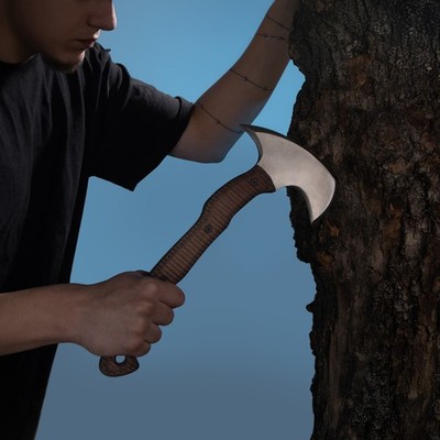 Tomahawk Axt handgeschmiedet Kohlenstoffstahl Camping Beil Bushcraft Full...