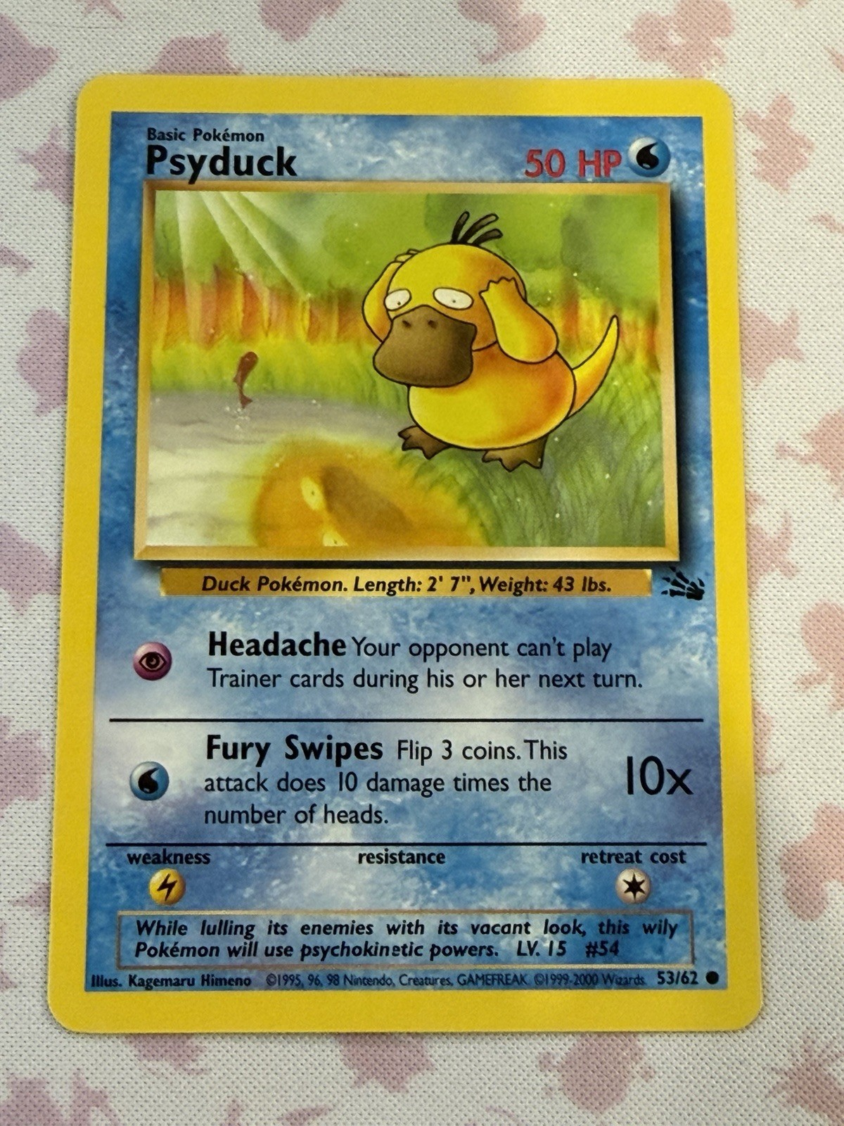 Psyduck 53/62 Fossil Pokemon Card Vintage NM