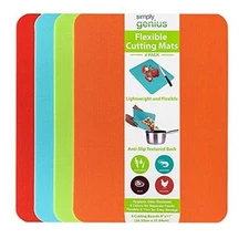 Simply Genius Flexible Plastic Cutting Boards - Color-Coded Chopping Mat Set of
