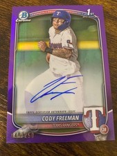 Cody Freeman - 2025 Bowman Chrome 1st - Auto - Purple Refractor #/250 - Rangers