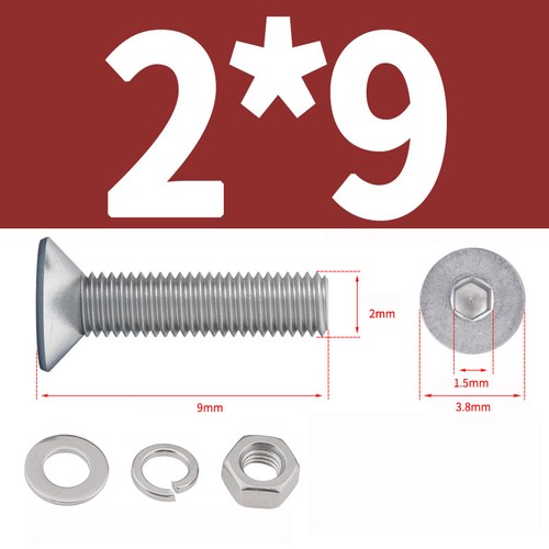 Allen Socket Countersunk Bolts & Hex Nuts and Washers A2 Stainless M2 M2.5 M3 - Picture 17 of 84