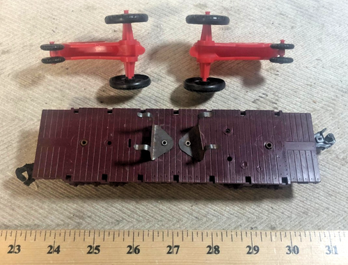 MARX Erie Maroon Flat w ORIGINAL Tractor Load O Gauge 4 Wheel PK (C) - Picture 7 of 8