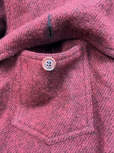Johnson Woolen Mills Jac-Shirt Full Zip Deep Red - Size L / XL - USA, Vermont - Picture 13 of 16
