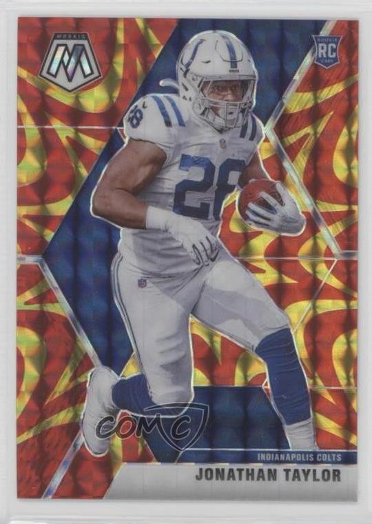 2020 Panini Mosaic Rookies Reactive Gold Prizm Jonathan Taylor #216 Rookie RC