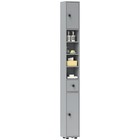 kleankin Slim Bathroom Cabinet w/ Open Shelves and 2 Door Cupboards, Grey