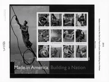 US 2013 MNH IMPERF NDC 4801m #3  MADE IN AMERICA ON WIRE PANE OF 20 STAMPS RARE