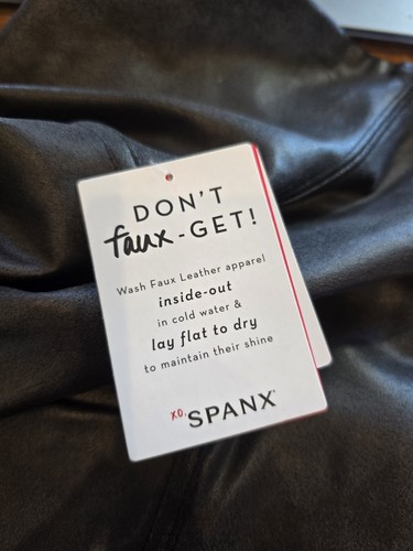SPANX FAUX LEATHER MOTO LEGGINGS VERY BLACK 20136R WOMEN'S SIZE XL New w/ Tags - Picture 6 of 6