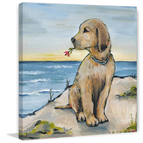 'Romantic Dog' Painting Print on Wrapped Canvas - Multi-color 32 x 32 - Picture 3 of 5