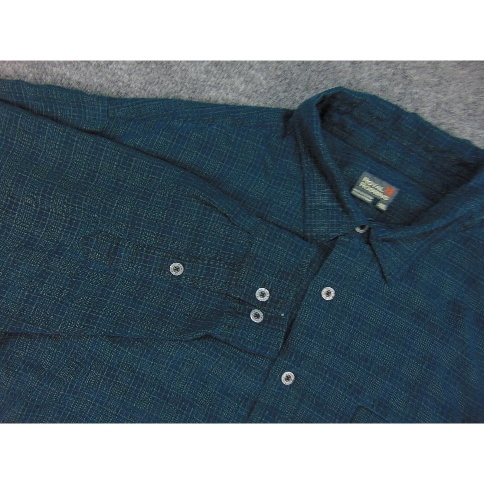 Royal Robbins Shirt Mens XXL Blue Green Plaid Gorpcore Hiking Outdoor Button Up