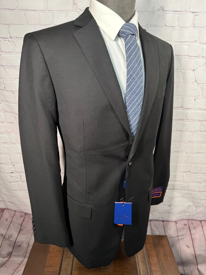 Nuevo GIORGIO FIORELLI Hombre Negro ATLETICO 2 piezas Traje 40L Chaqueta 34x37 SIN DOBLADILLO Pantalón Foto 4 de 4