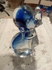 Handmade Art Glass Studio Clear /blue Swirl Murano Style Dog Hound Collectible