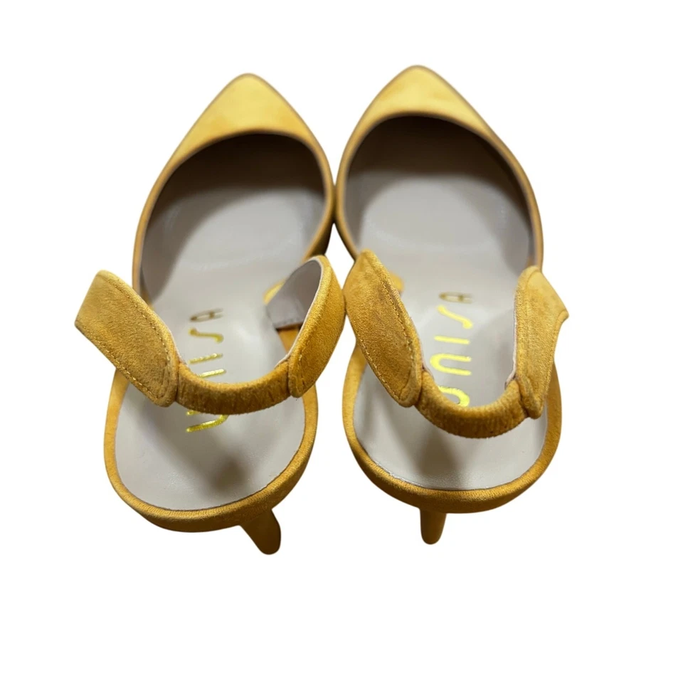 Unisa yellow gold suede leather D’Orsay slingback high heel pumps shoes US 9.5M - Image 2 of 4