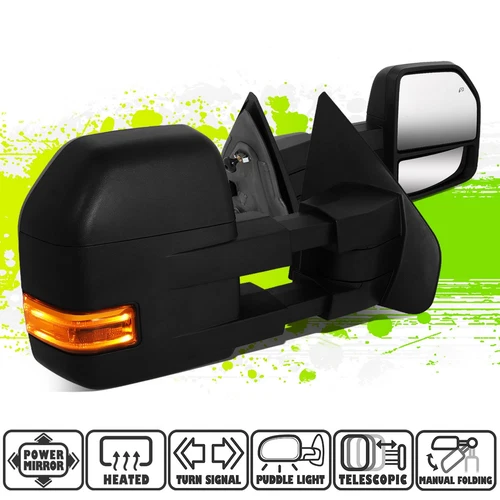 Powered Heated Amber LED Turn Signal Side Towing Mirrors for Ford F150 04-14