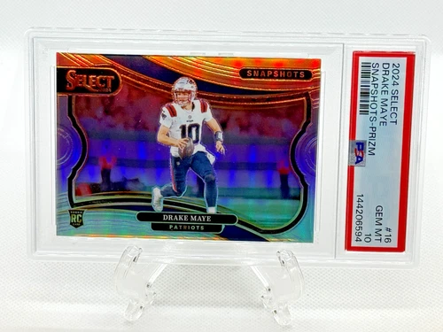 2024 Select Football Drake Maye RC Snapshots Silver Prizm PSA Gem Mint 10 Pats