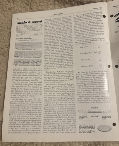 AUDIO RECORD VOL 7 NO. 3 1951 RECORDING MAGAZINE IRE SHOW GLASS BASE AUDIODISC - Picture 2 of 5