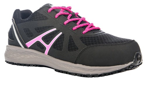 HOSS Women's Express Composite Toe Athletic Work Shoe Black/Fuchsia - 24533, Bla