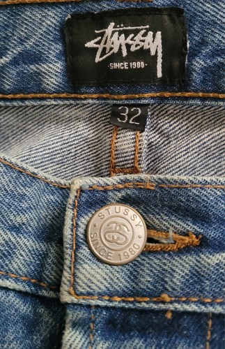VINTAGE Stüssy Slim Ol Jeans 5-Pocket Button Fly Straight Leg Men 32 Made In USA - Picture 4 of 15