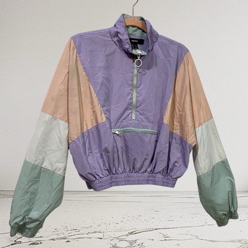 Forever 21 Windbreaker Jacke Damen Large Cropped Lightweight Colorblock Y2K - Bild 3 von 17