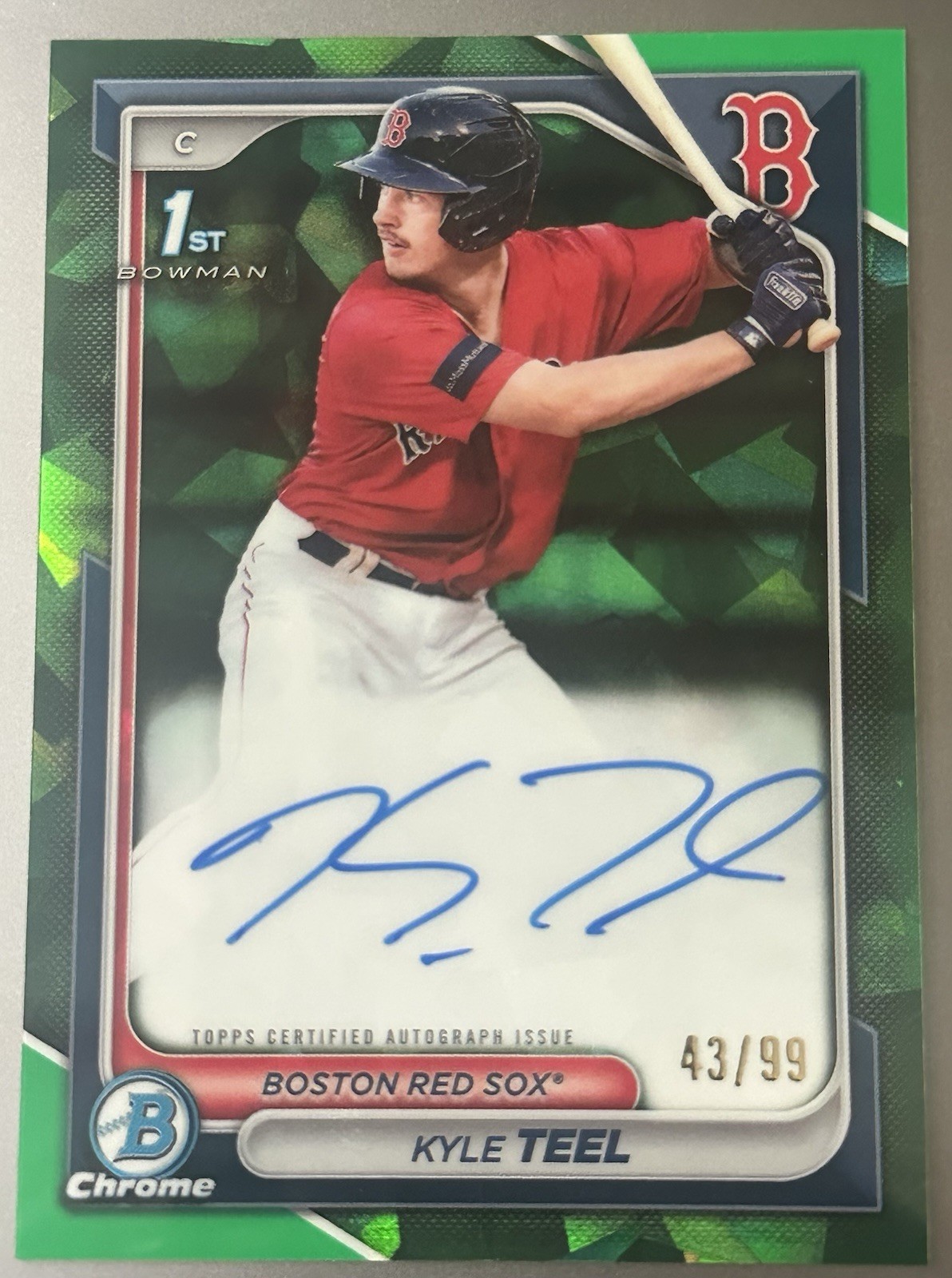 2024 Bowman Sapphire Kyle Teel 1st Auto Green /99 Red Sox